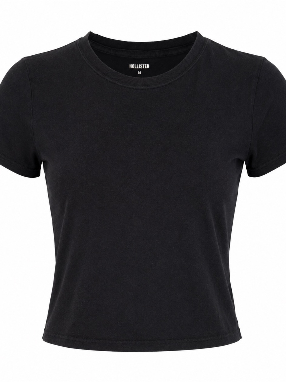 Hollister Black Short Sleeve Crew Neck Crop Top Women’s Medium Basic Tee